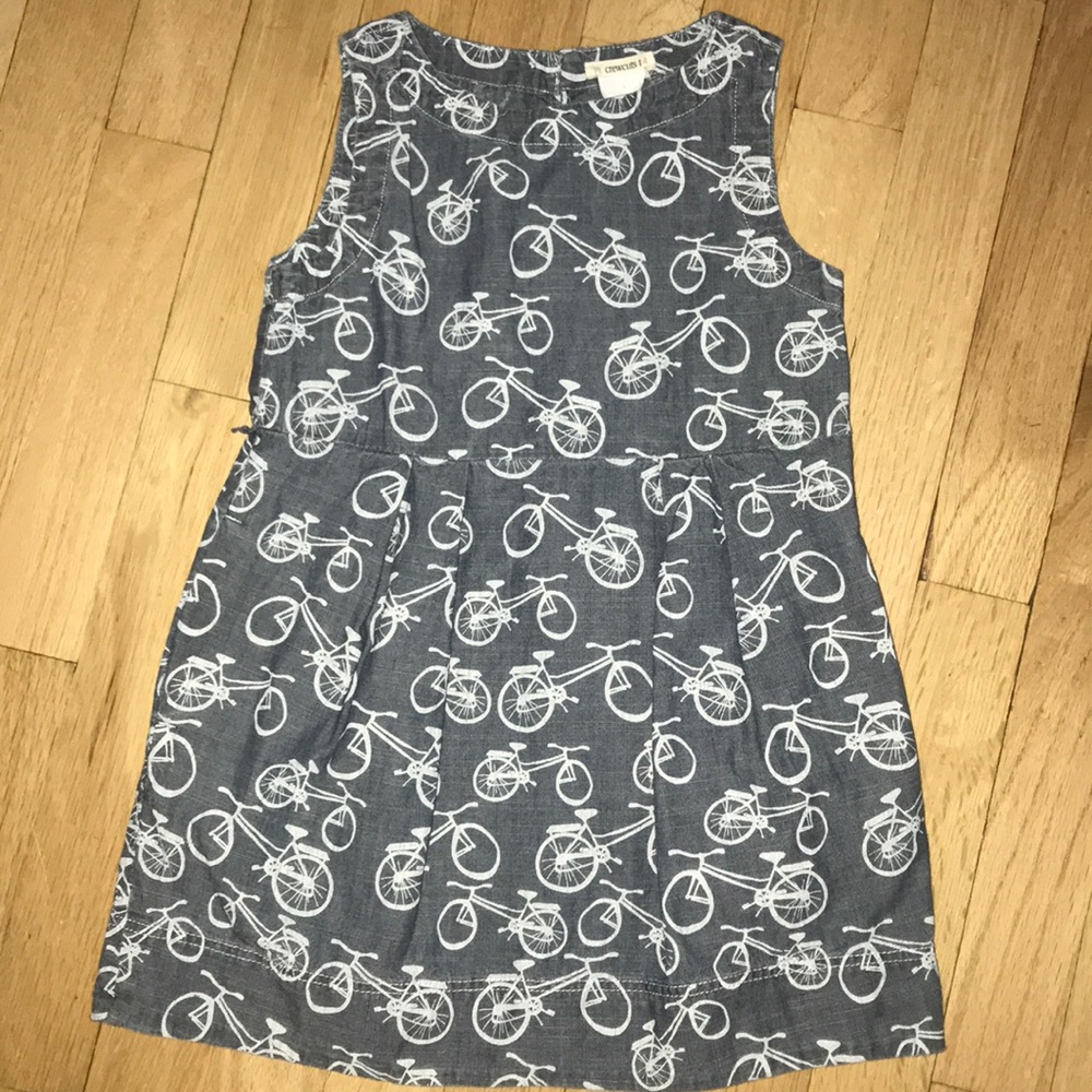 Crewcuts Size 4 chambray dress bicycle print